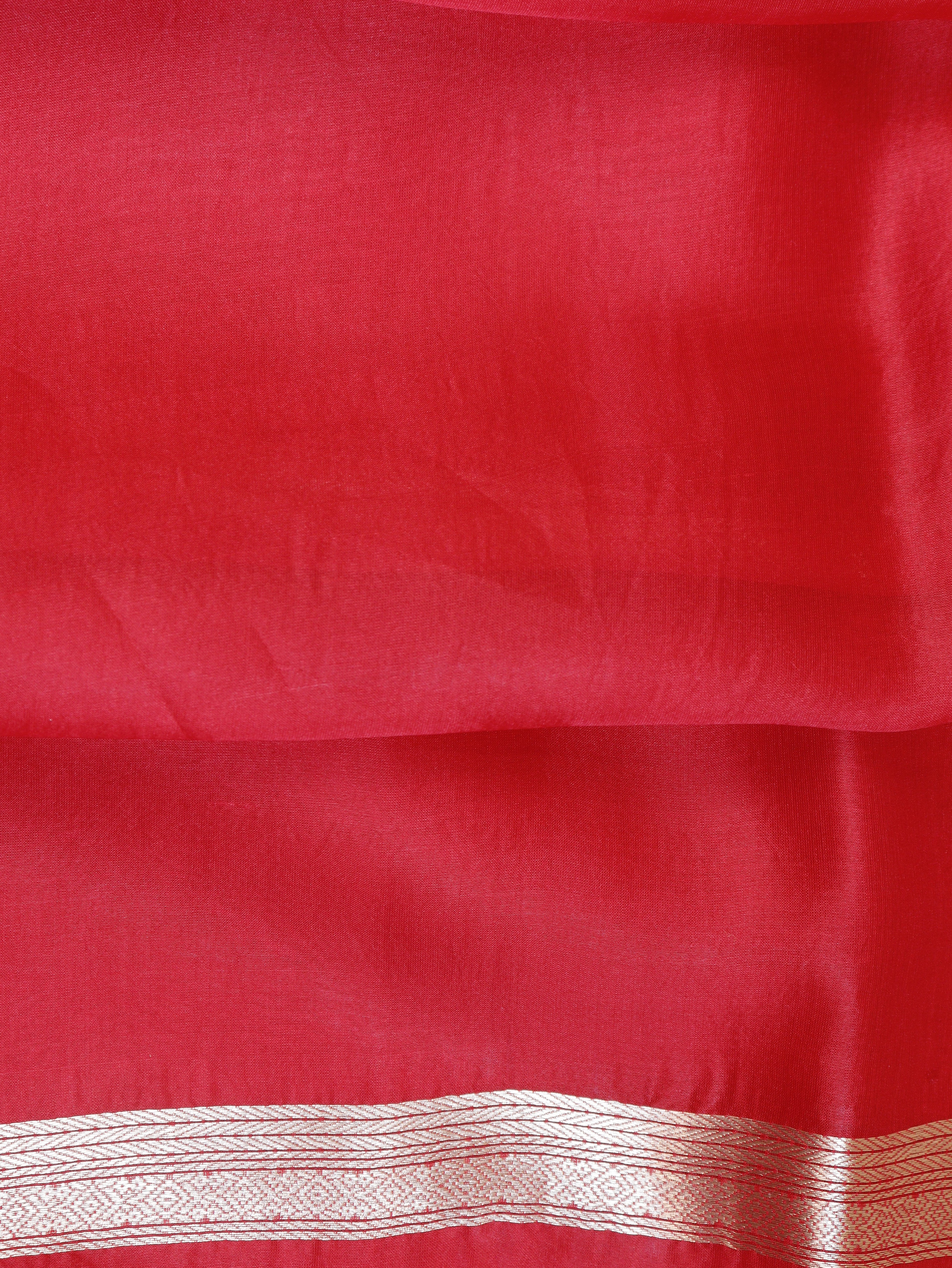 Minimal Border Handloom Kora Silk Saree