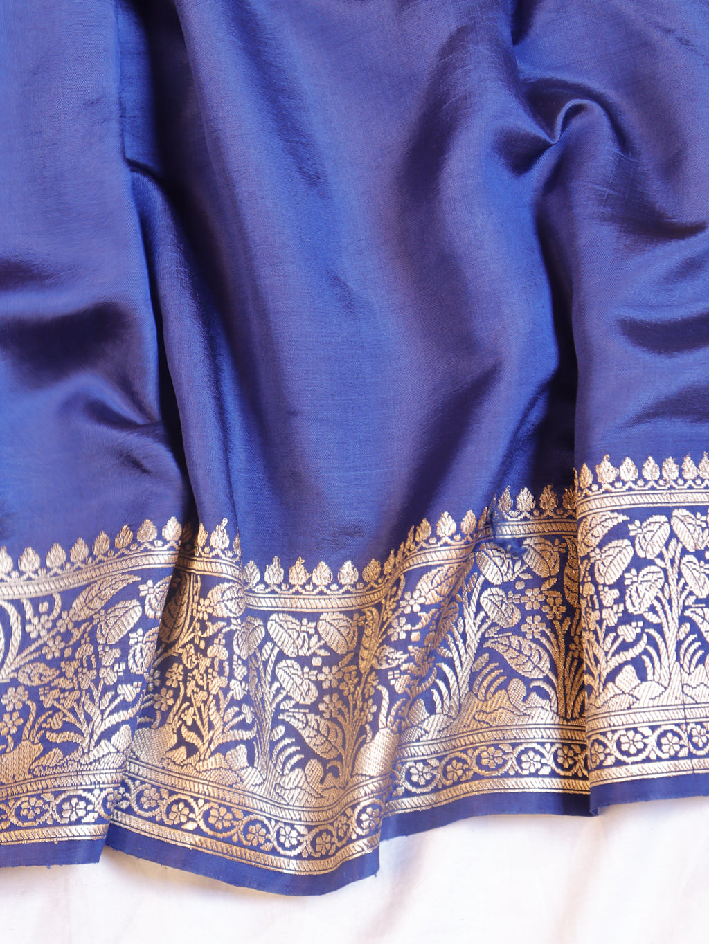 Traditional Border Handloom Pure Soft Katan Silk Saree - Deep Blue