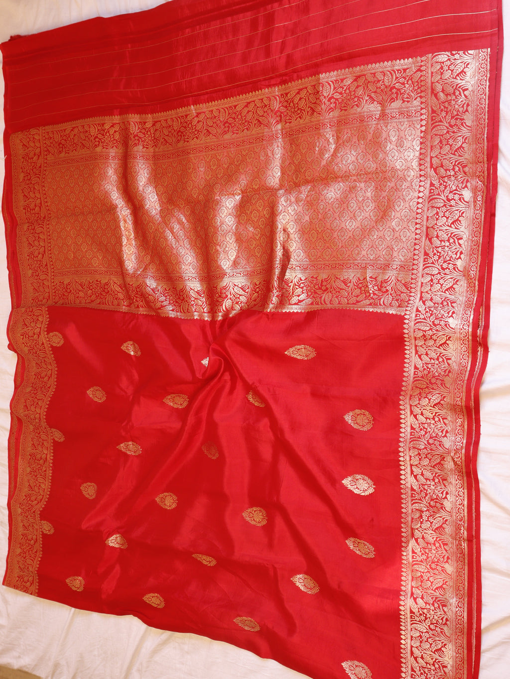 Traditional Border Handloom Pure Soft Katan Silk Saree - Red