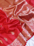 Traditional Border Handloom Pure Soft Katan Silk Saree - Red