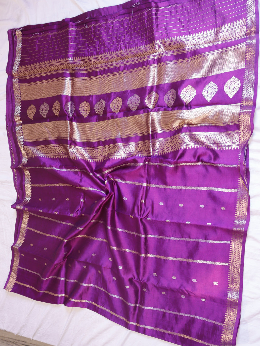 Elegant Border Handloom Pure Soft Katan Silk Saree - Purple Plum
