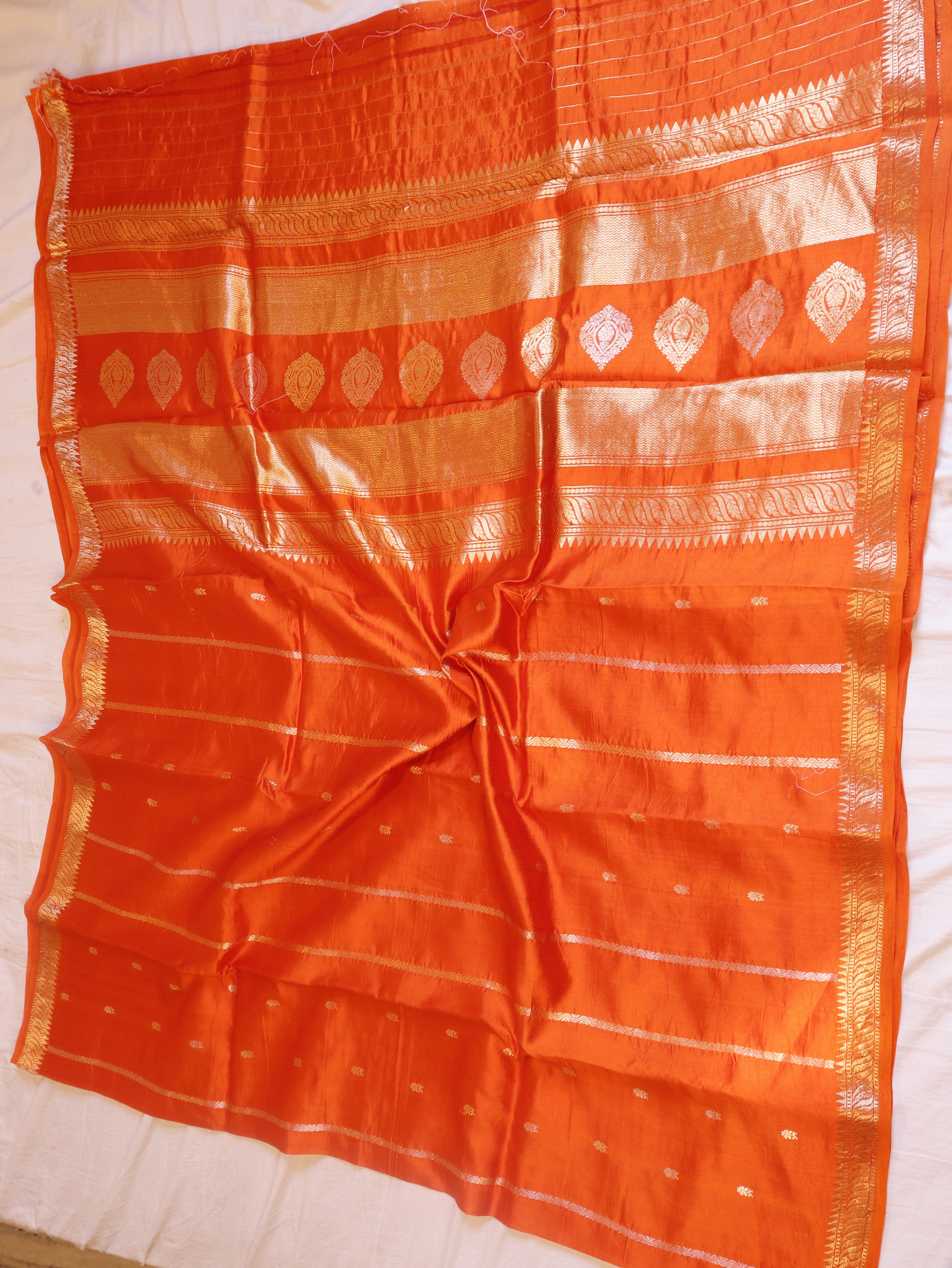 Elegant Border Handloom Pure Soft Katan Silk Saree - Orange