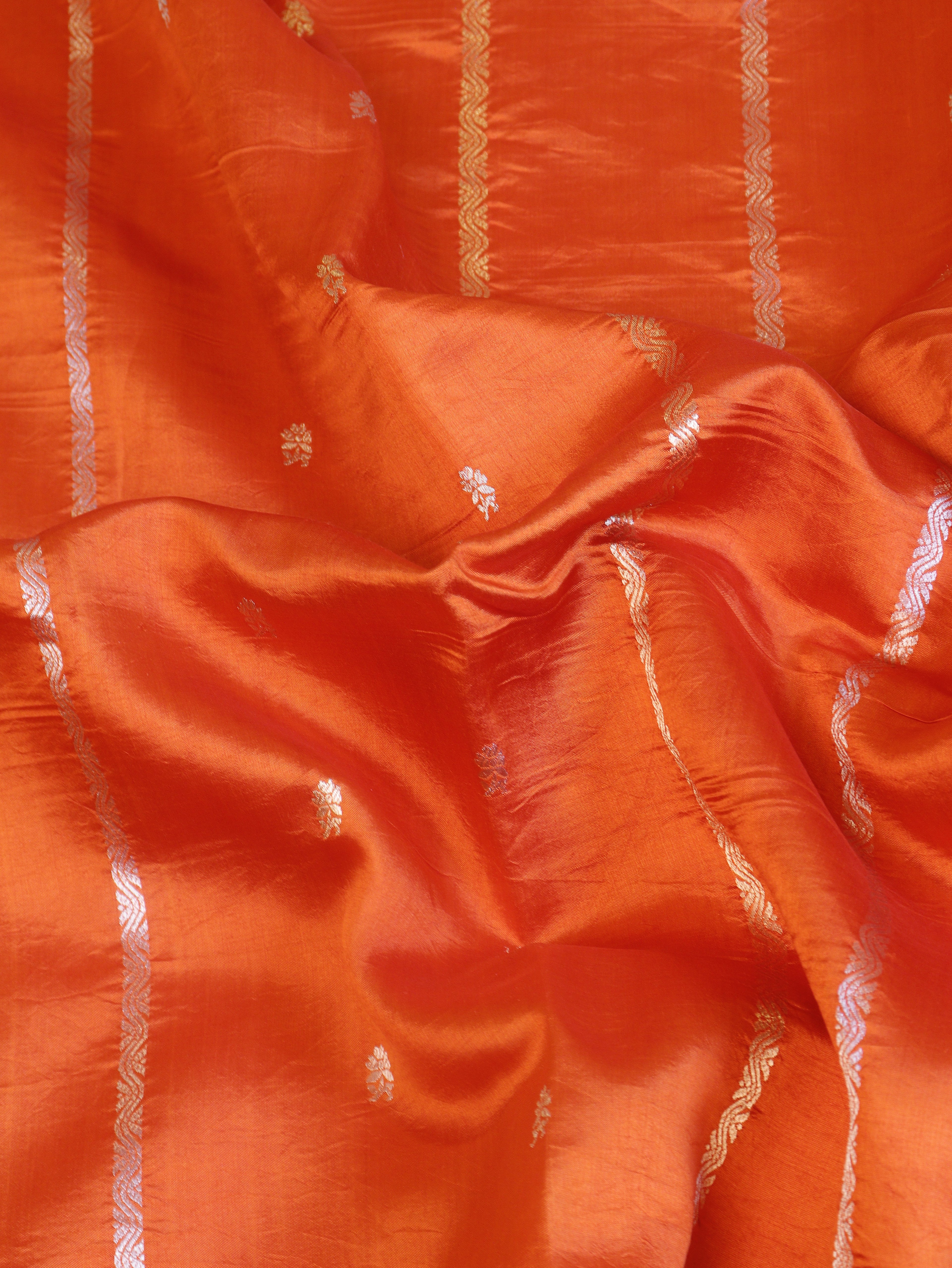 Elegant Border Handloom Pure Soft Katan Silk Saree - Orange