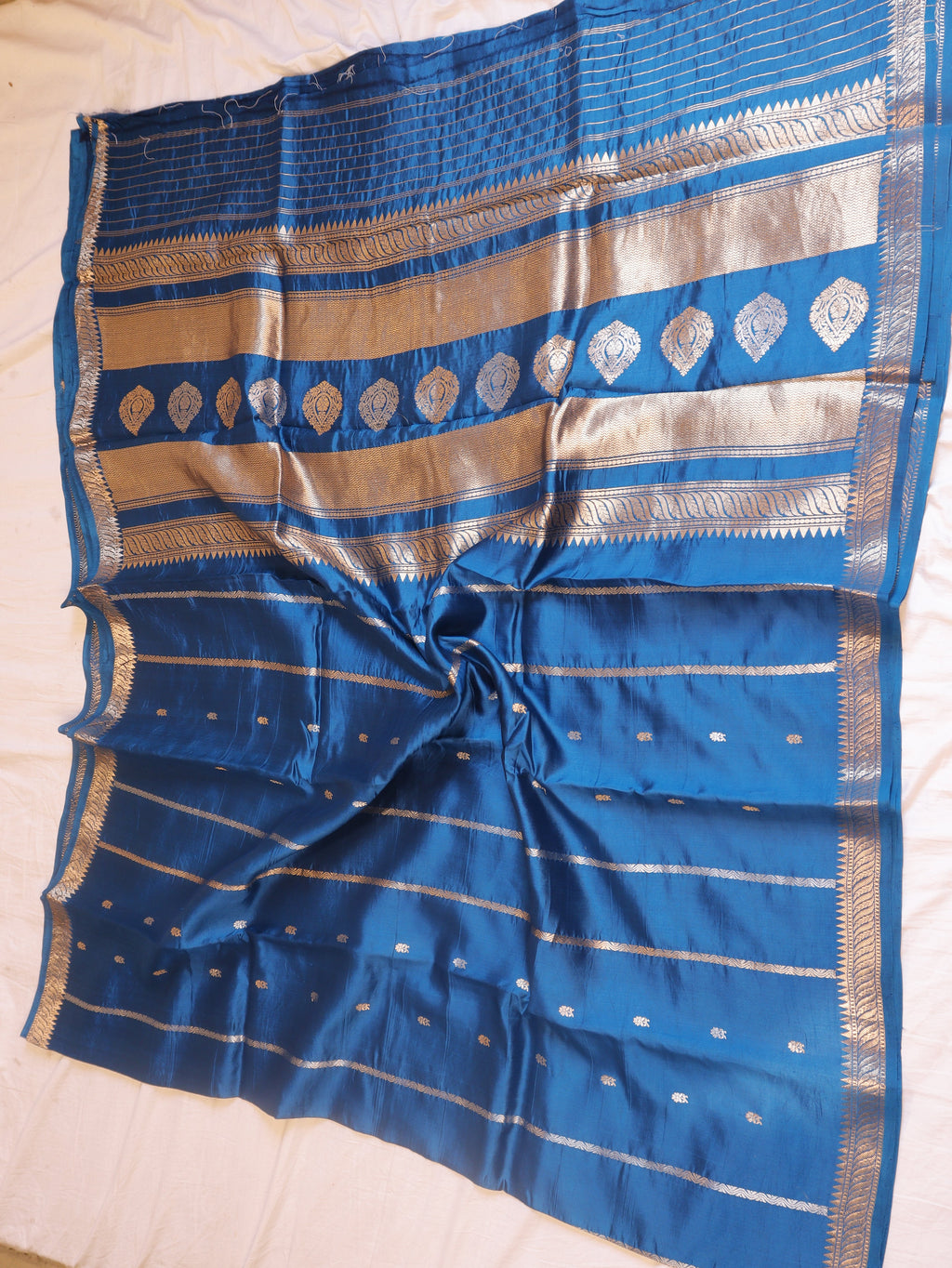 Elegant Border Handloom Pure Soft Katan Silk Saree - Blue