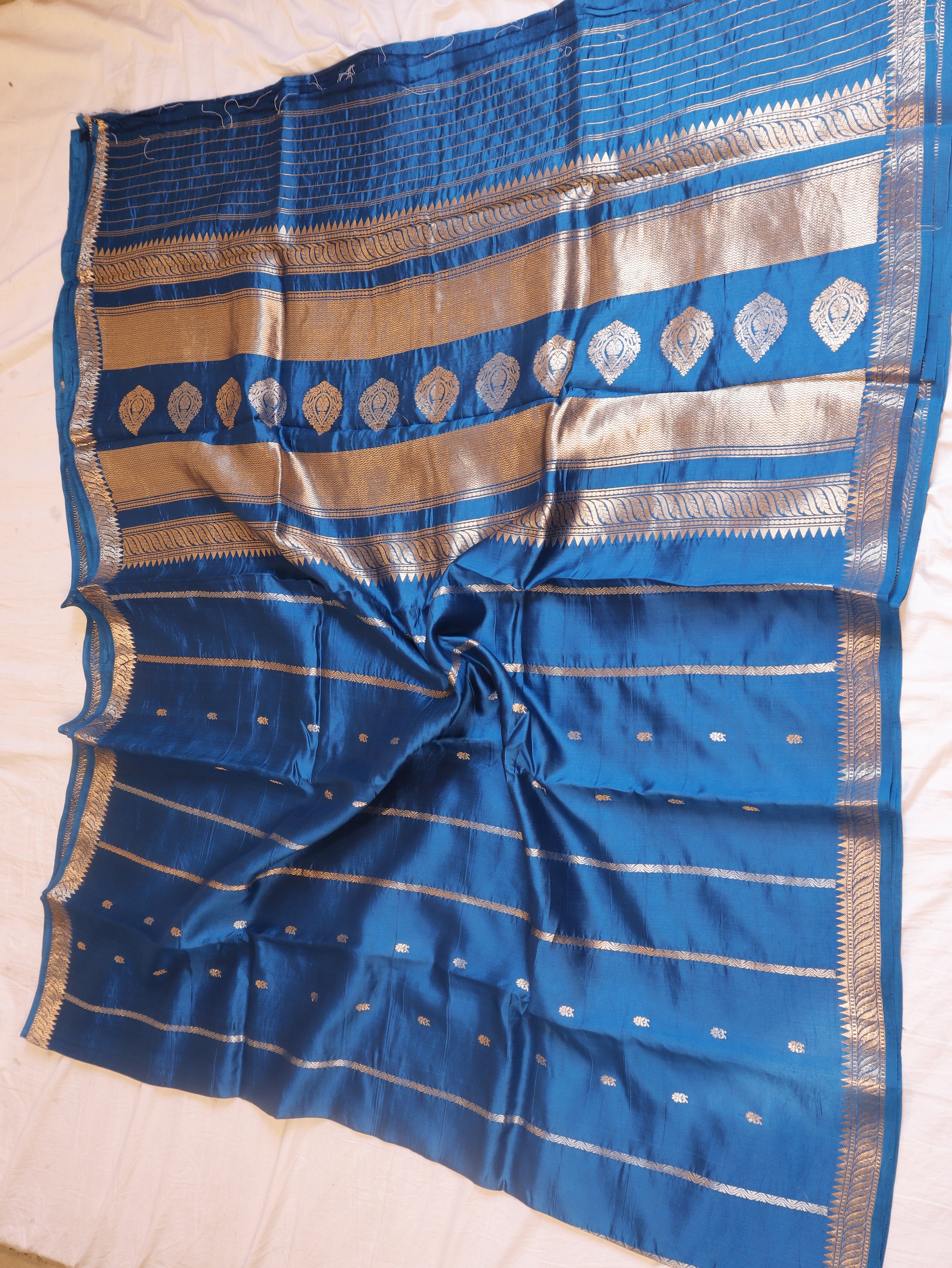 Elegant Border Handloom Pure Soft Katan Silk Saree - Blue