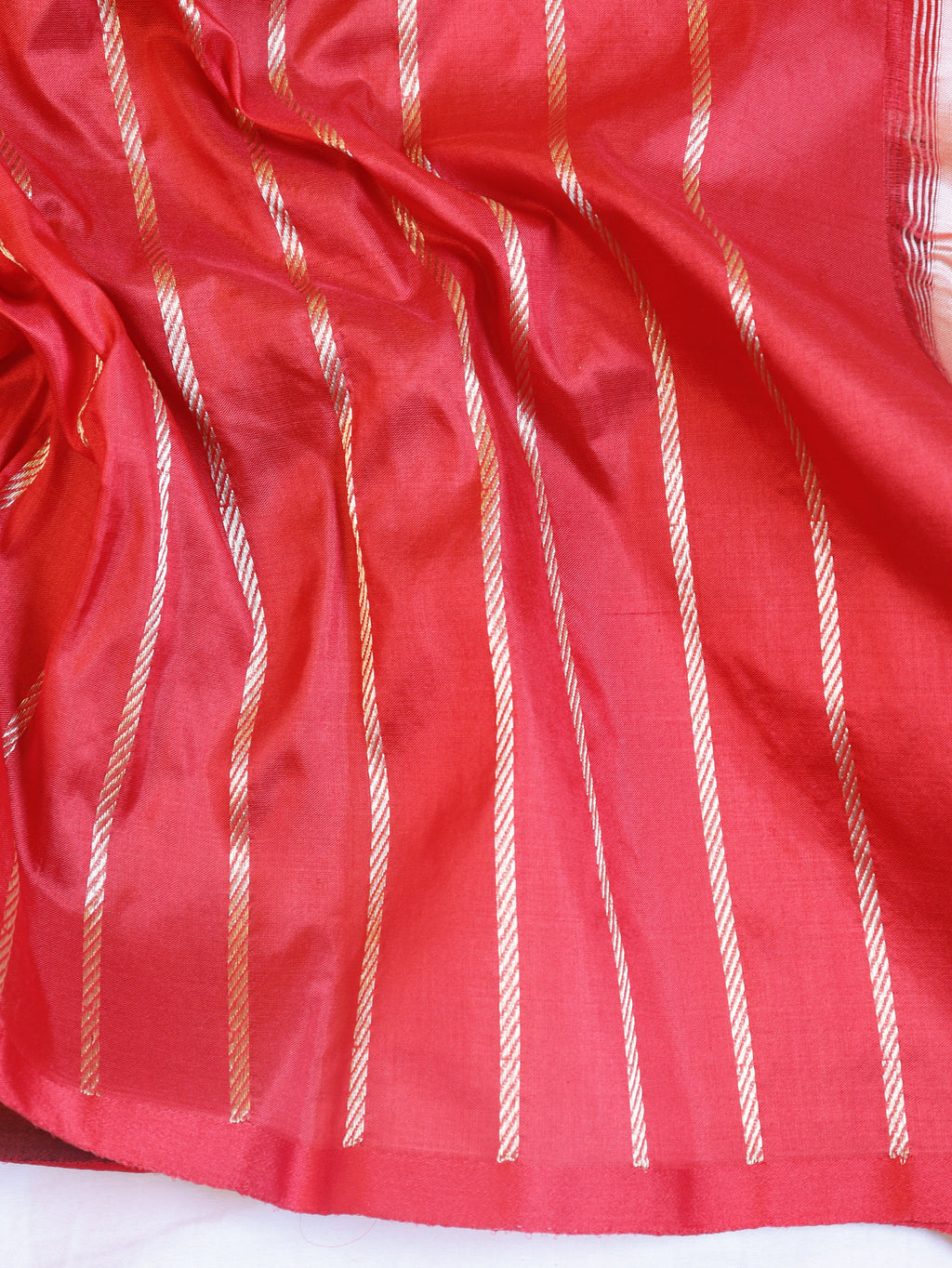Pre-Order : Minimal Border Handloom Pure Katan Silk Saree - Red