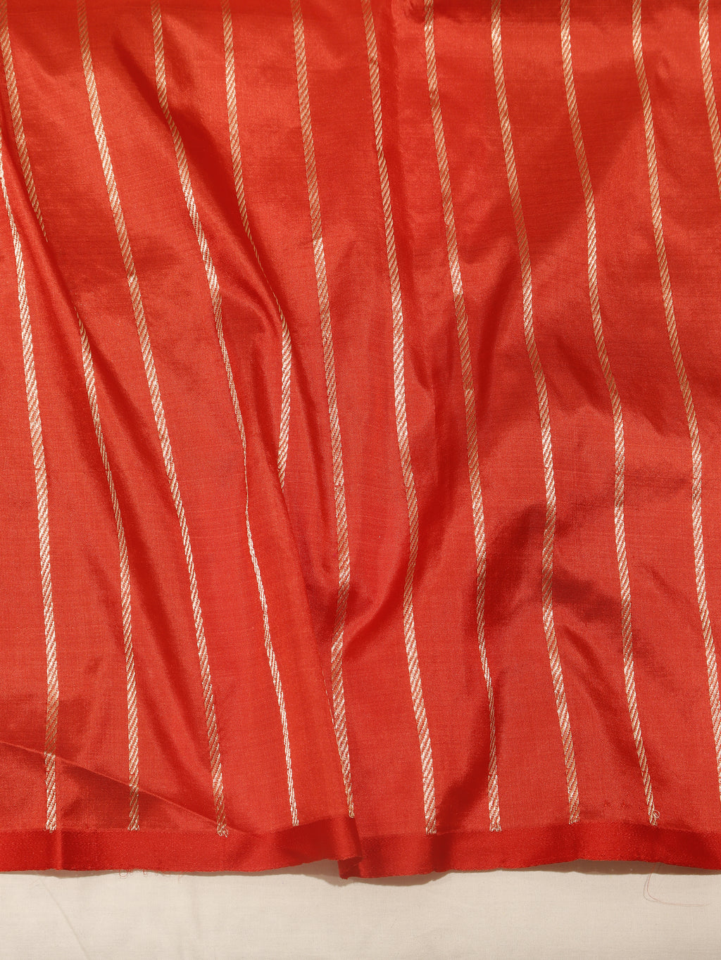 Minimal Border Handloom Pure Katan Silk Saree - Red