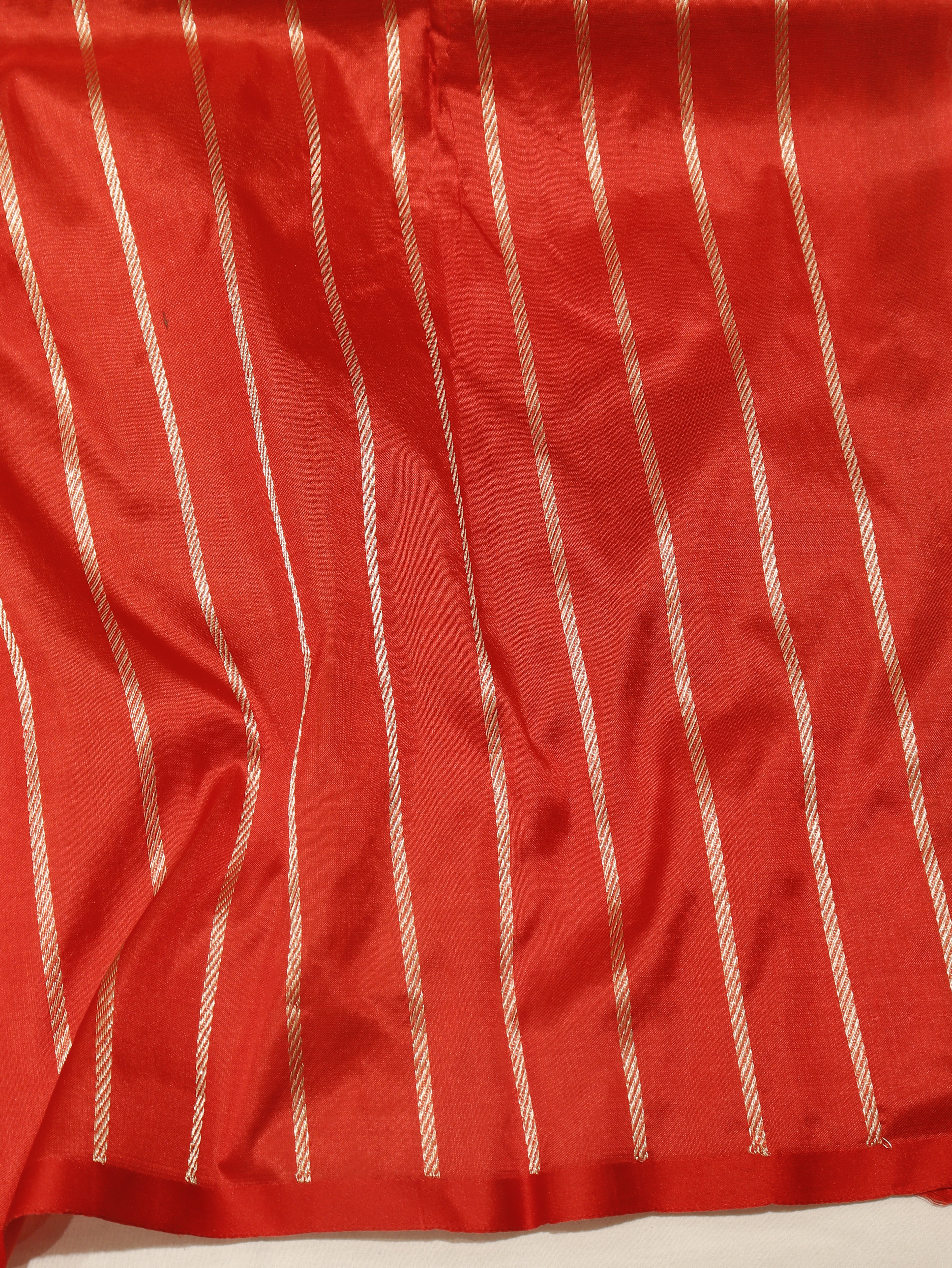 Minimal Border Handloom Pure Katan Silk Saree - Red