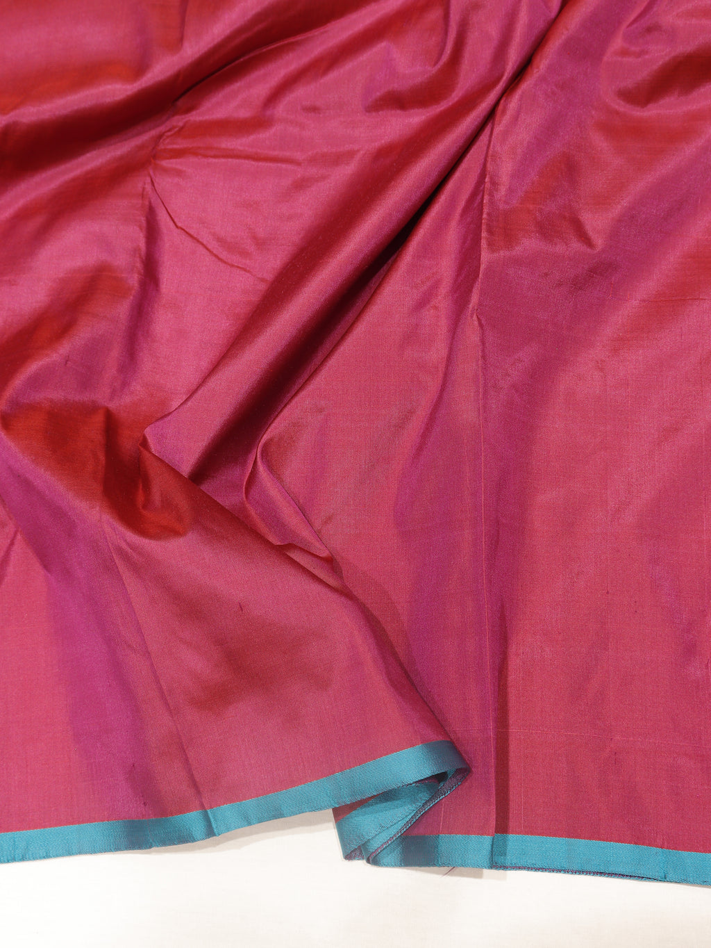 Minimal Border Handloom Pure Katan Silk Saree - Magenta Rose