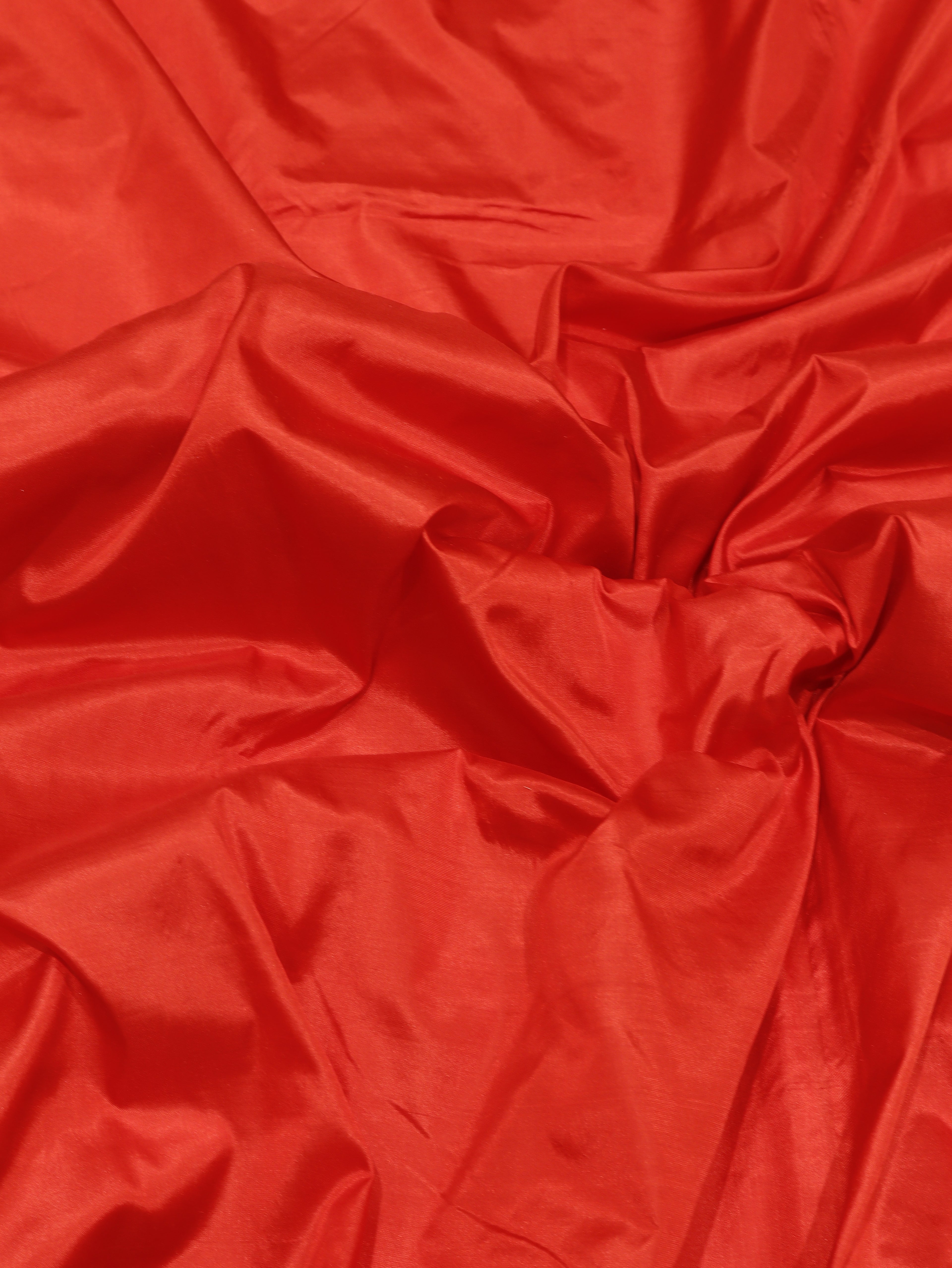 Minimal Border Handloom Pure Katan Silk Saree - Red