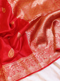Traditional Border Handloom Pure Soft Katan Silk Saree - Red