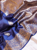 Traditional Border Handloom Pure Soft Katan Silk Saree - Blue