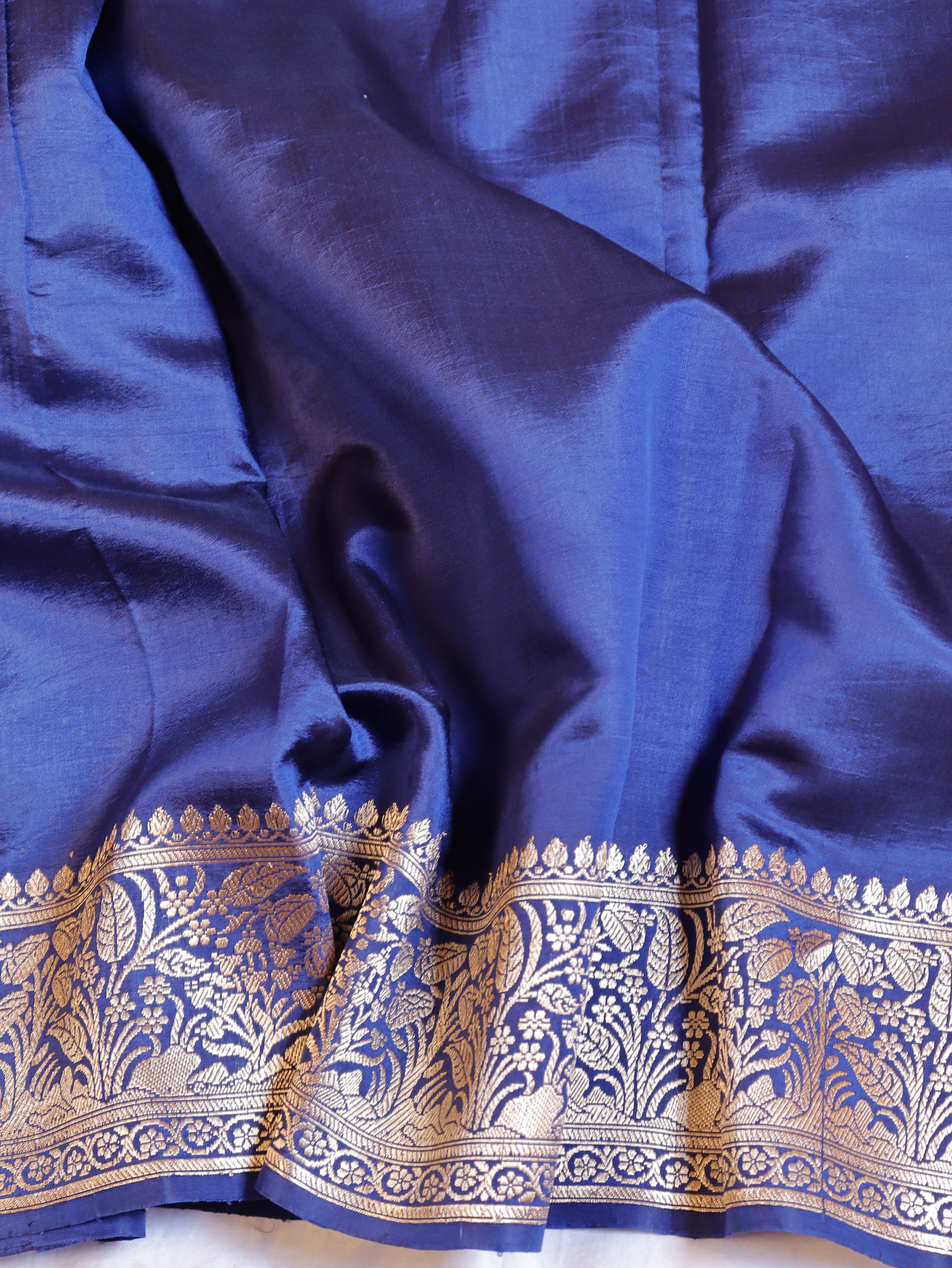 Traditional Border Handloom Pure Soft Katan Silk Saree - Blue