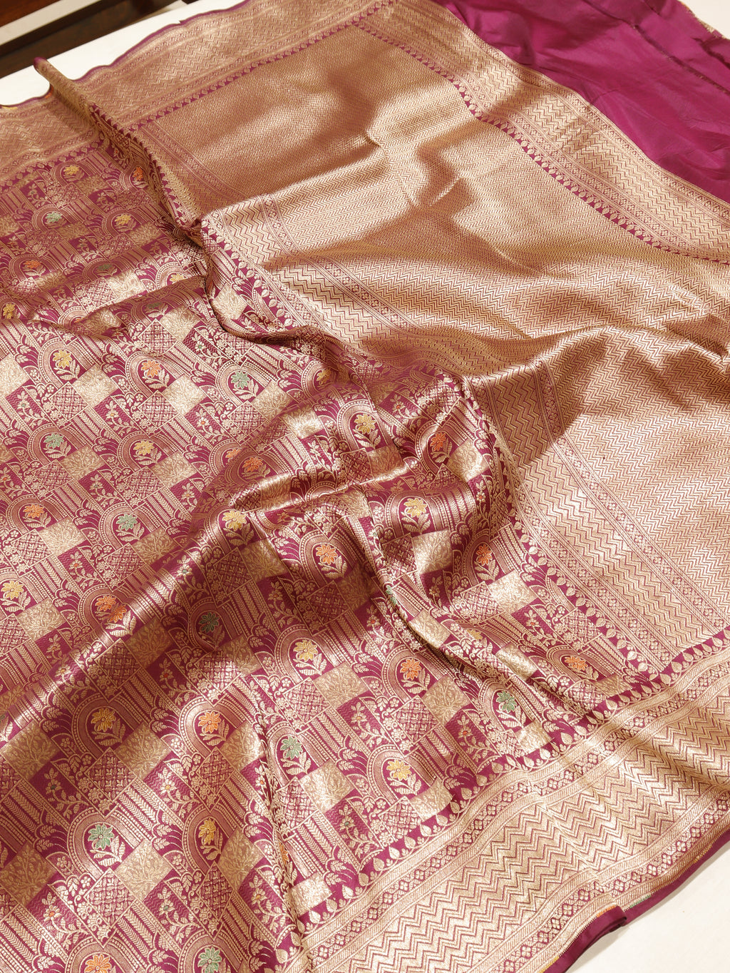Banarasi Pure Katan Silk Saree – Plum Purple