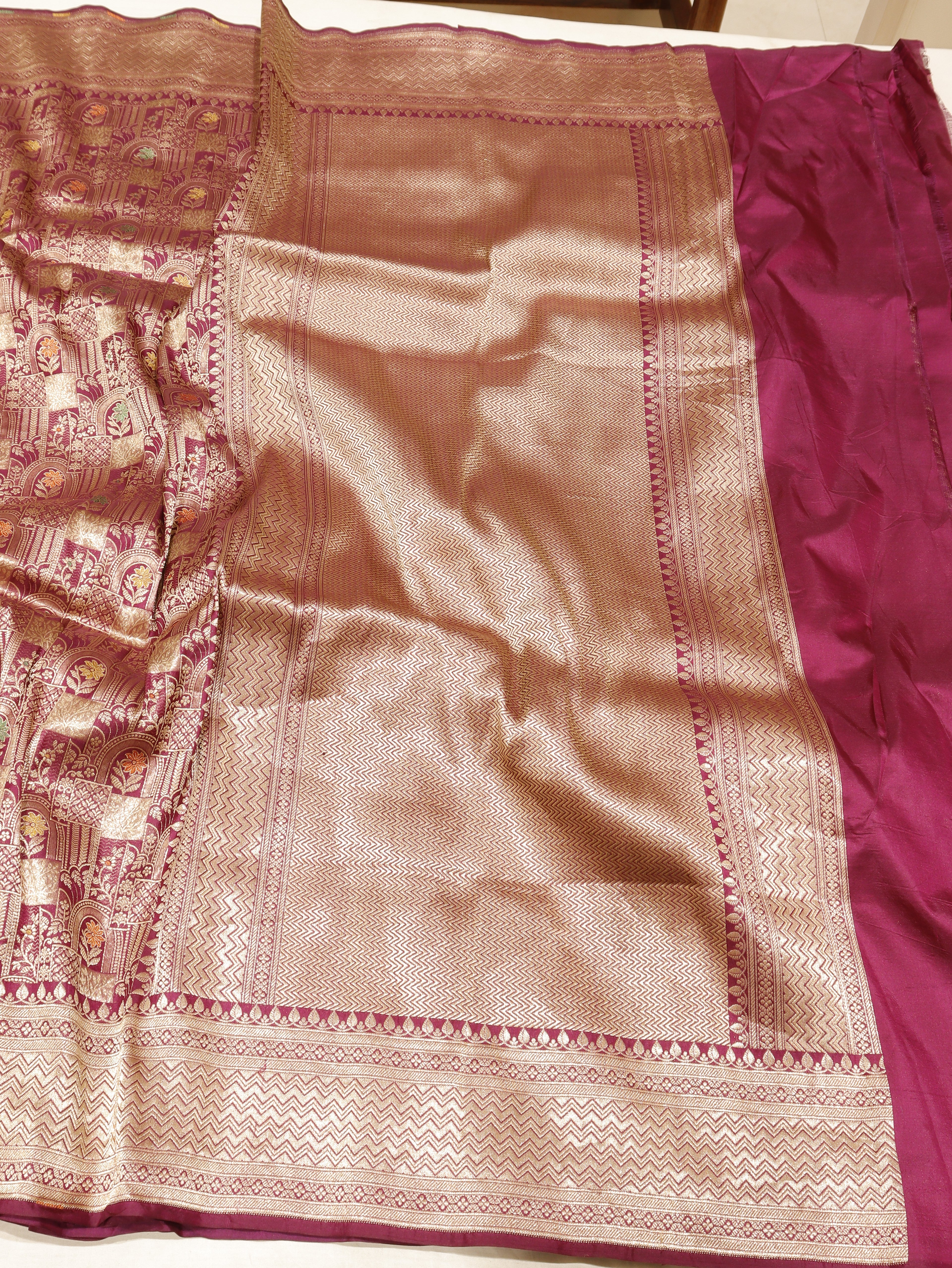 Banarasi Pure Katan Silk Saree – Plum Purple