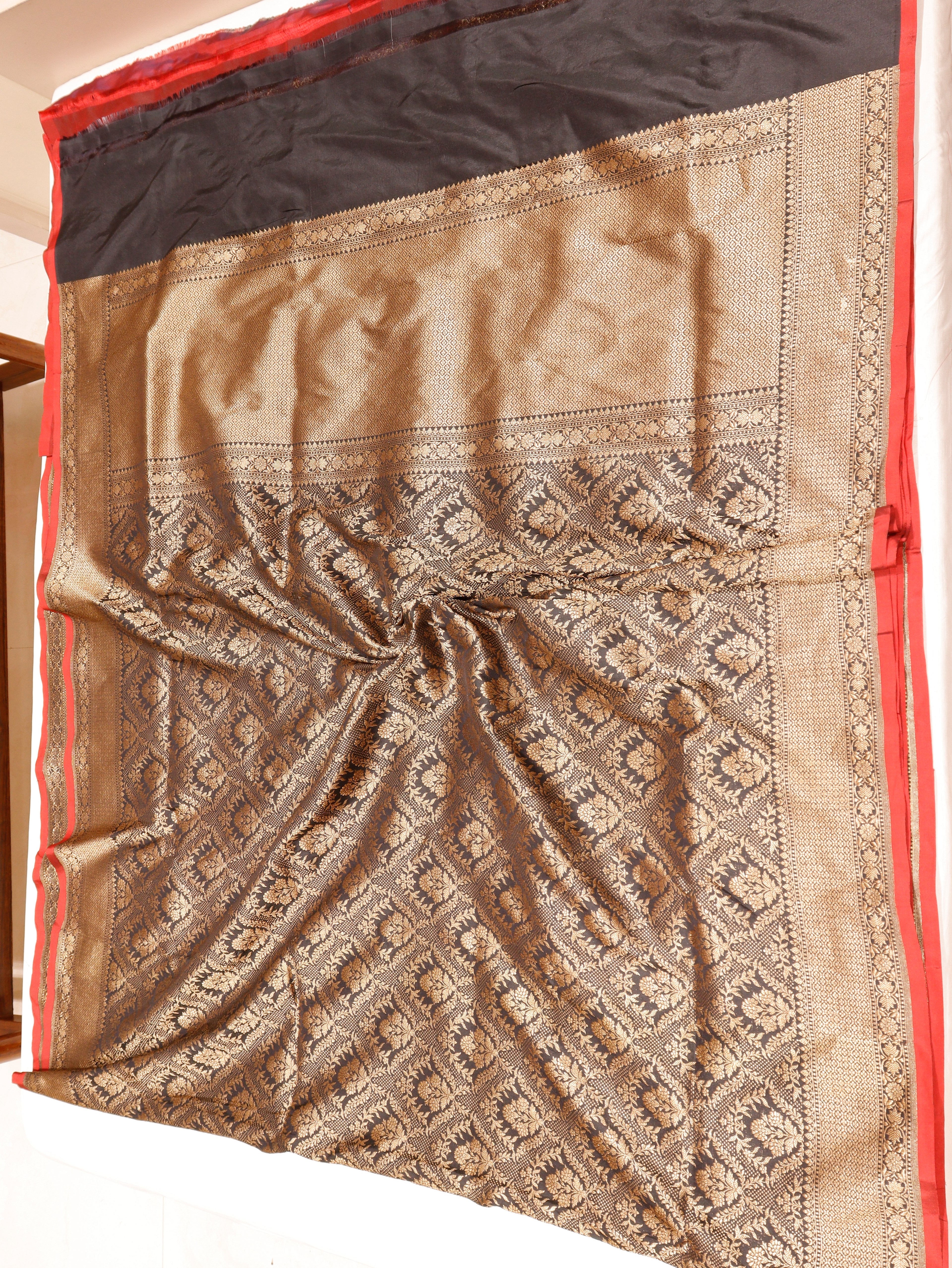 Banarasi Pure Katan Silk Antique Brocade Saree – Black