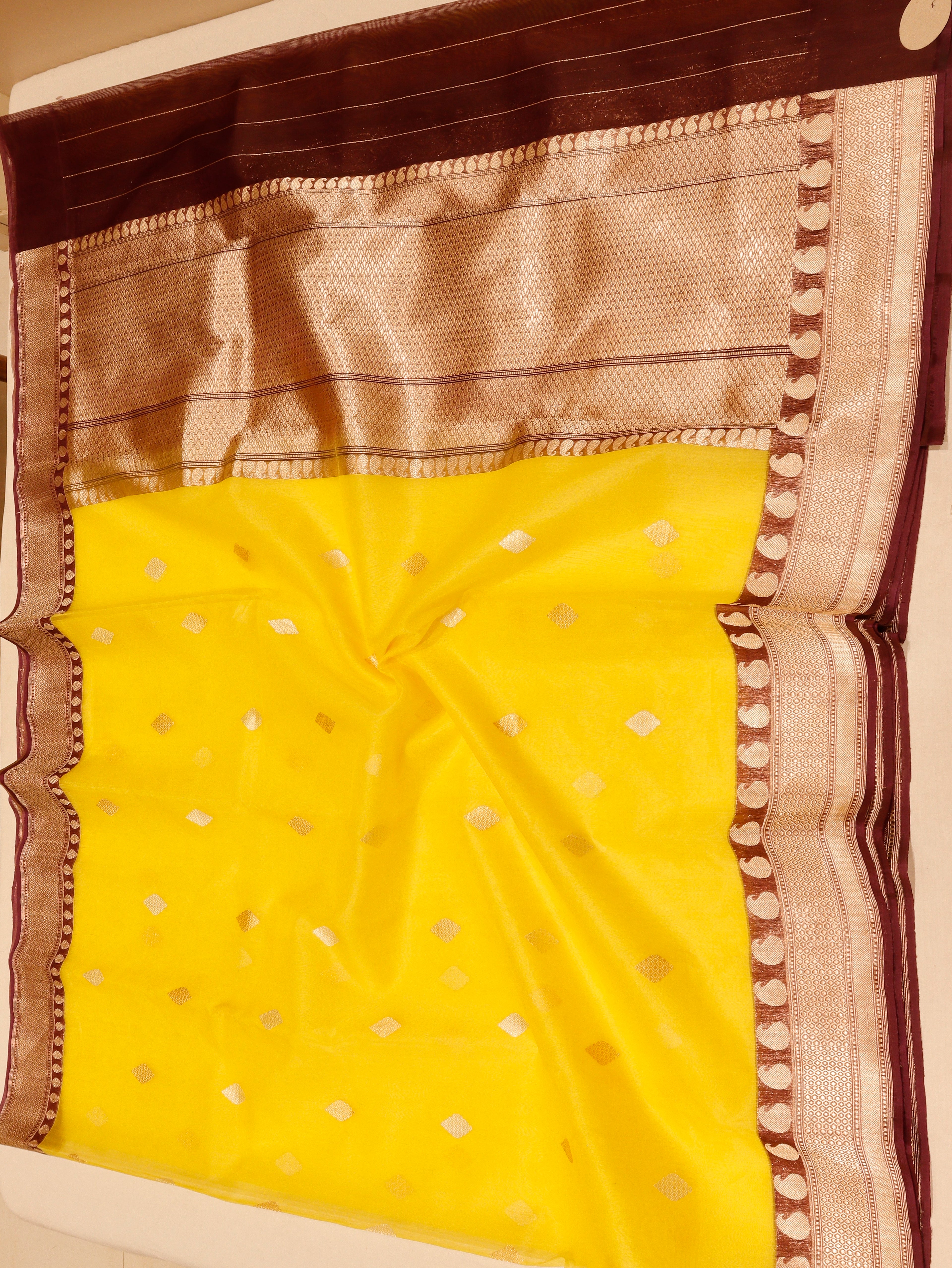 Banarasi Pure Kora Silk Saree – Yellow