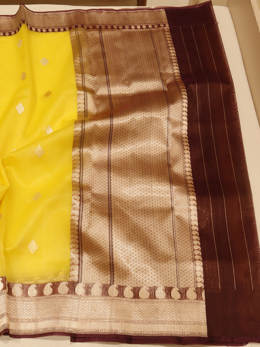 Banarasi Pure Kora Silk Saree – Yellow