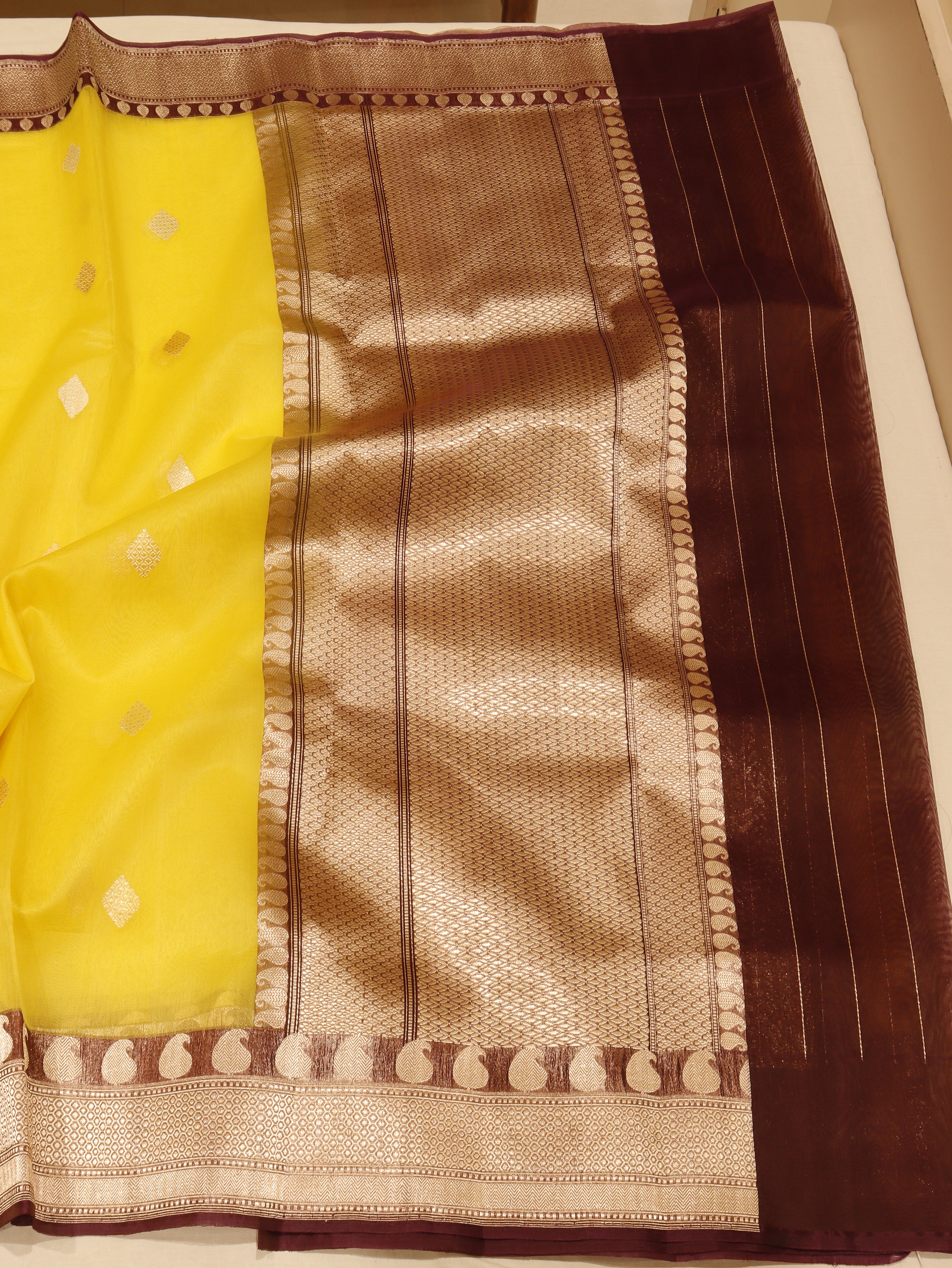 Banarasi Pure Kora Silk Saree – Yellow