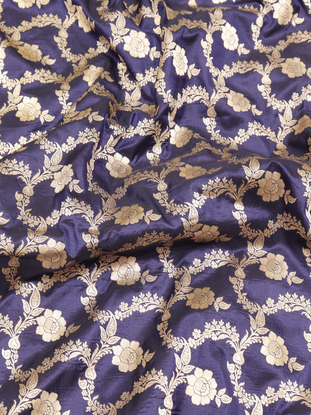 Traditional Border Handloom Pure Katan Silk Saree - Midnight Blue