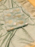 Handloom Pure Soft Katan Silk Suit - Sea Green