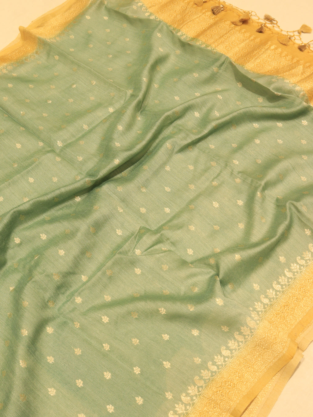 Handloom Pure Moonga Silk Suit - Sea Green