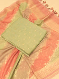 Handloom Pure Moonga Silk Suit - Sea Green