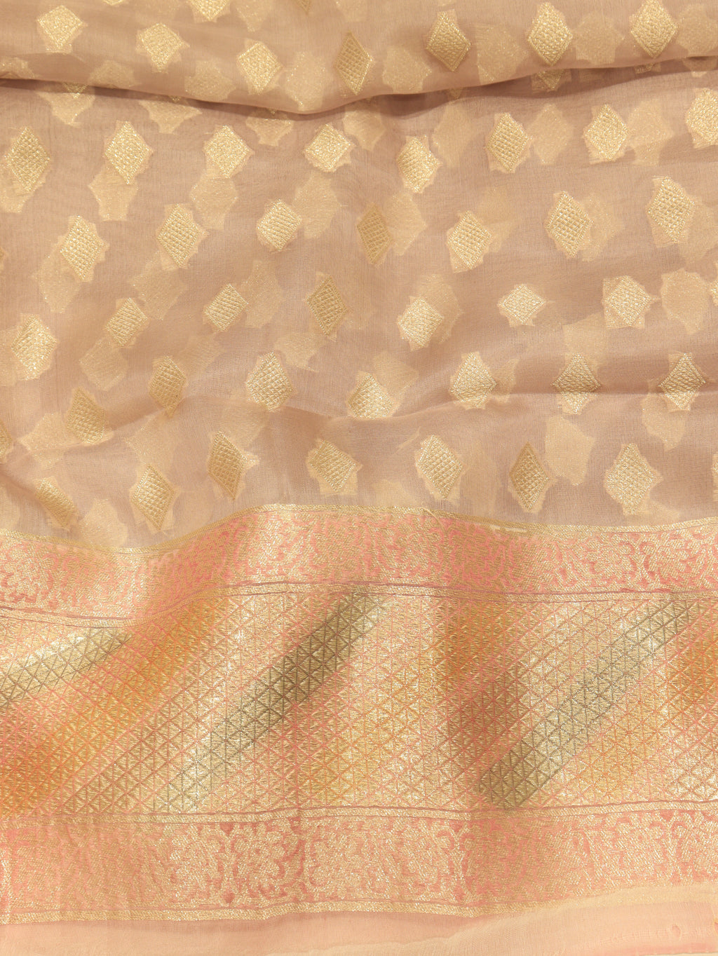 Handloom Pure Kora Silk Suit - Pastel Purple