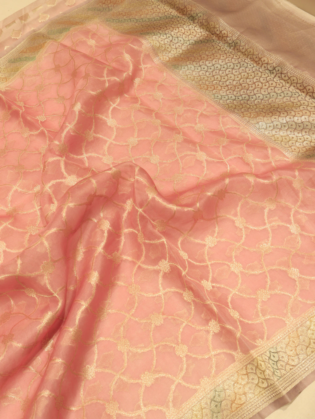 Pre-Order : Handloom Pure Kora Silk Suit - Pink