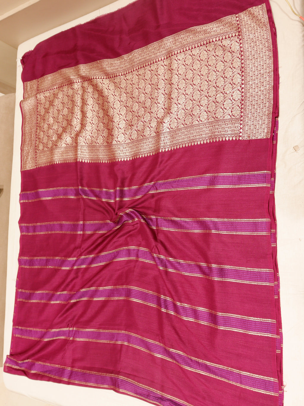 Banarasi Pure Moonga Silk Handloom Saree – Plum