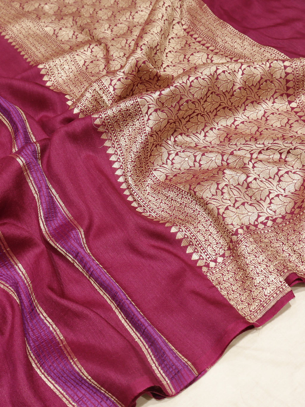 Banarasi Pure Moonga Silk Handloom Saree – Plum