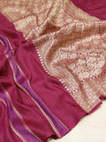 Banarasi Pure Moonga Silk Handloom Saree – Plum