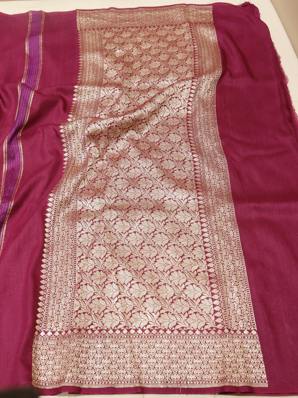 Banarasi Pure Moonga Silk Handloom Saree – Plum