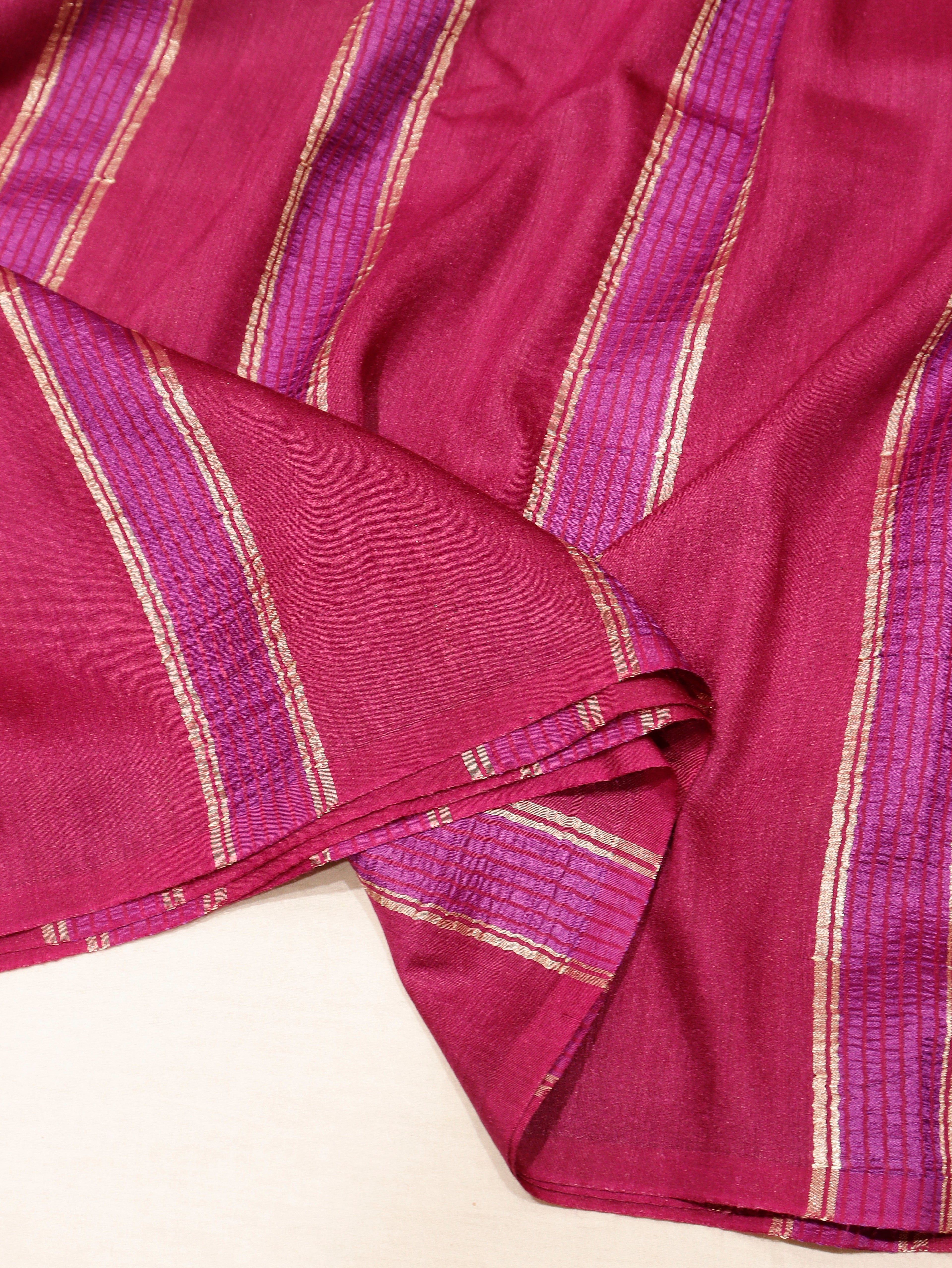 Banarasi Pure Moonga Silk Handloom Saree – Plum