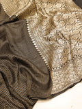 Pre-Order : Banarasi Pure Moonga Silk Handloom Saree – Black