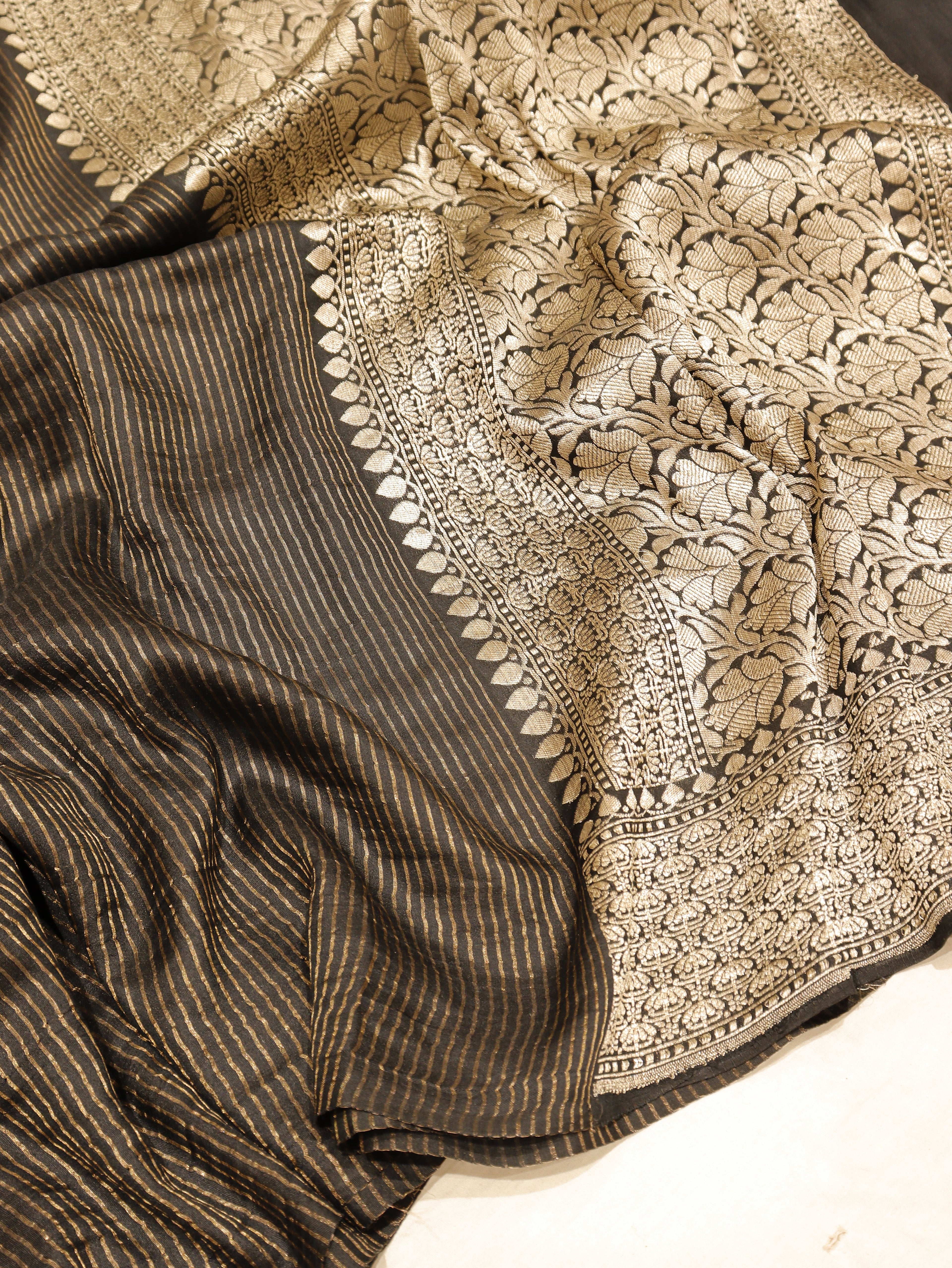 Pre-Order : Banarasi Pure Moonga Silk Handloom Saree – Black