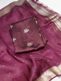 Pre-Order : Handloom Pure Soft Katan Silk Suit - Magenta Plum