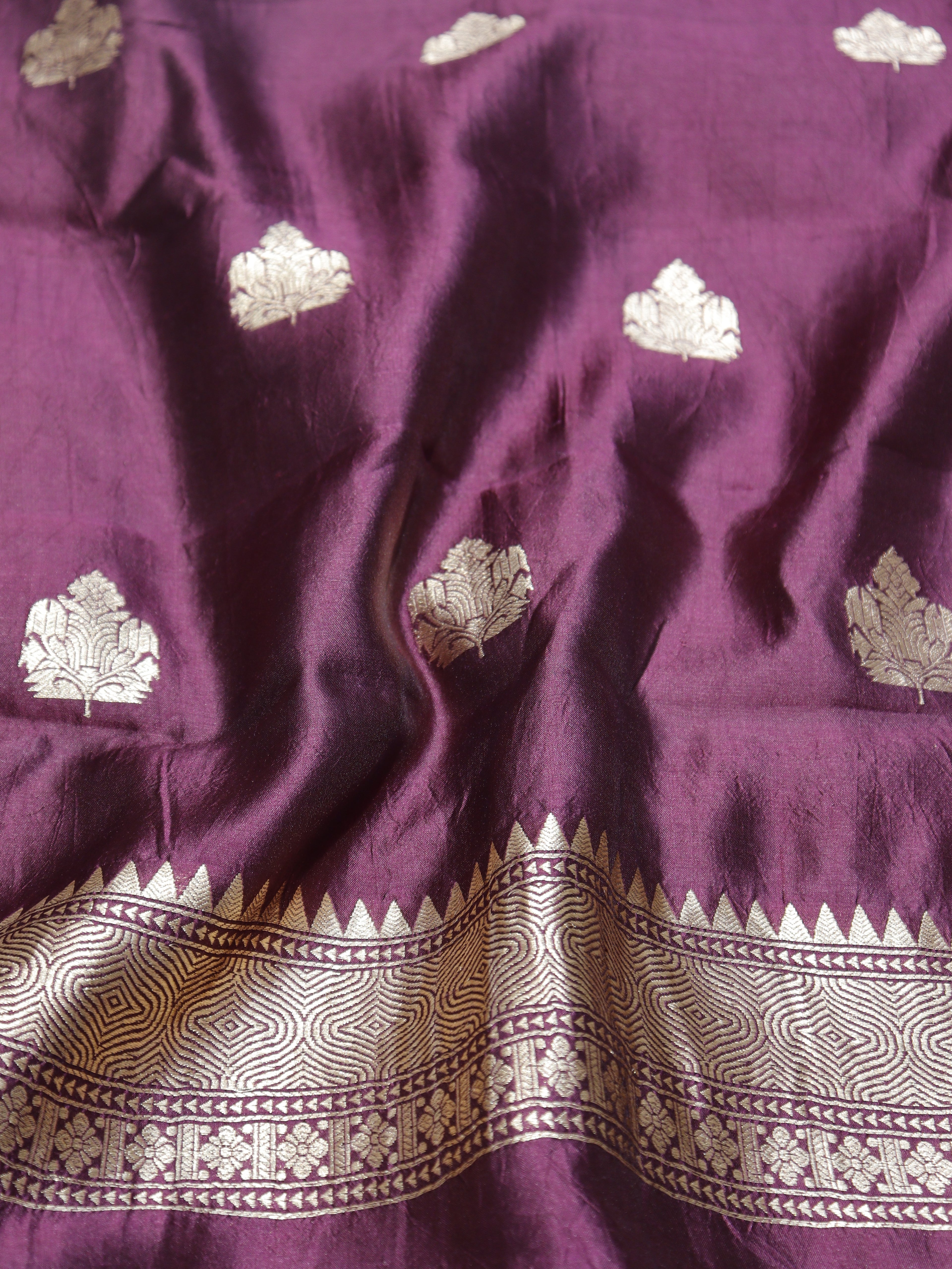 Pre-Order : Handloom Pure Soft Katan Silk Suit - Magenta Plum