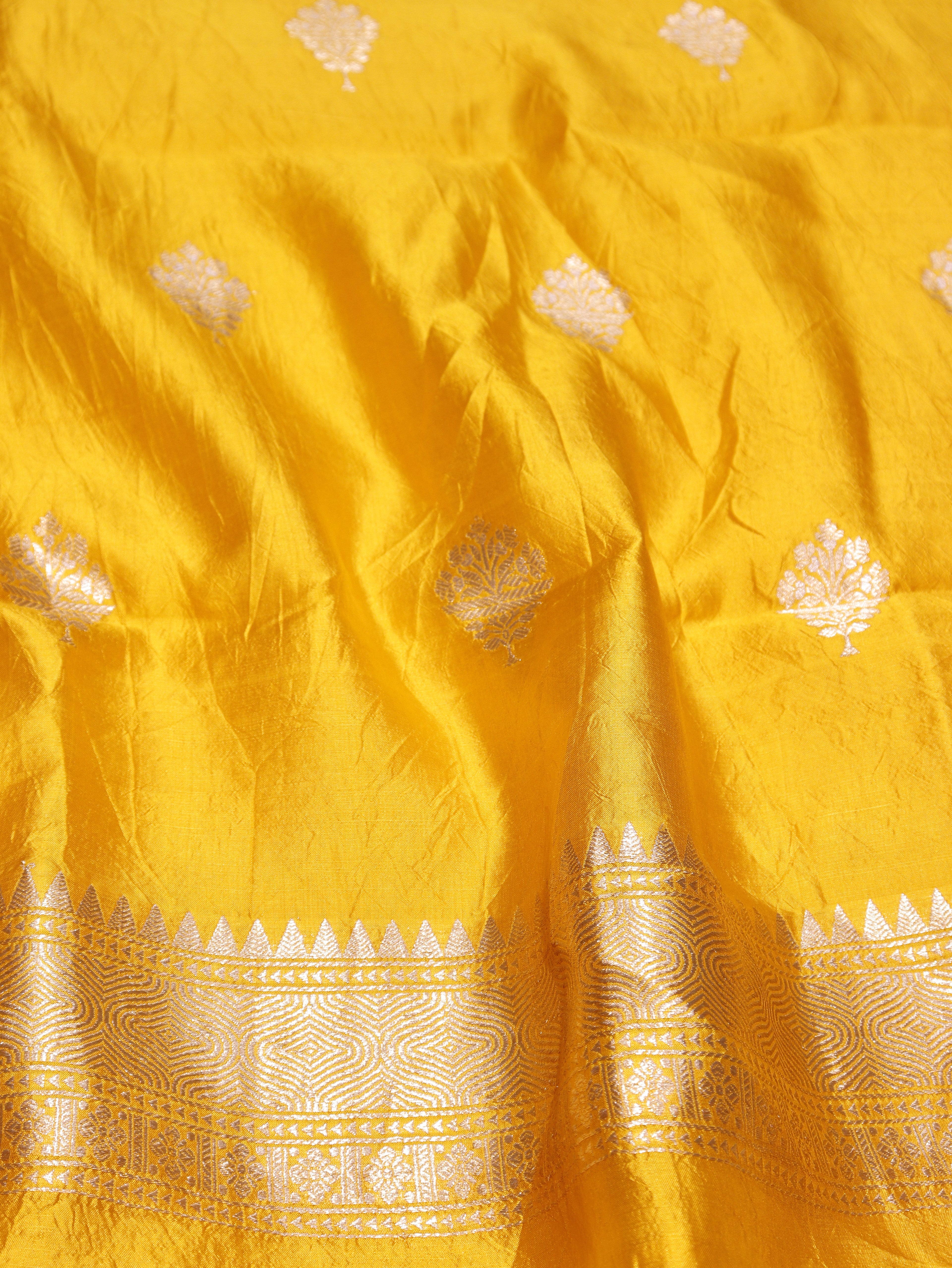 Handloom Pure Soft Katan Silk Suit - Yellow
