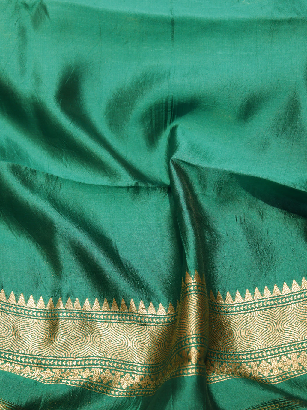 Handloom Pure Soft Katan Silk Suit - Bottle Green