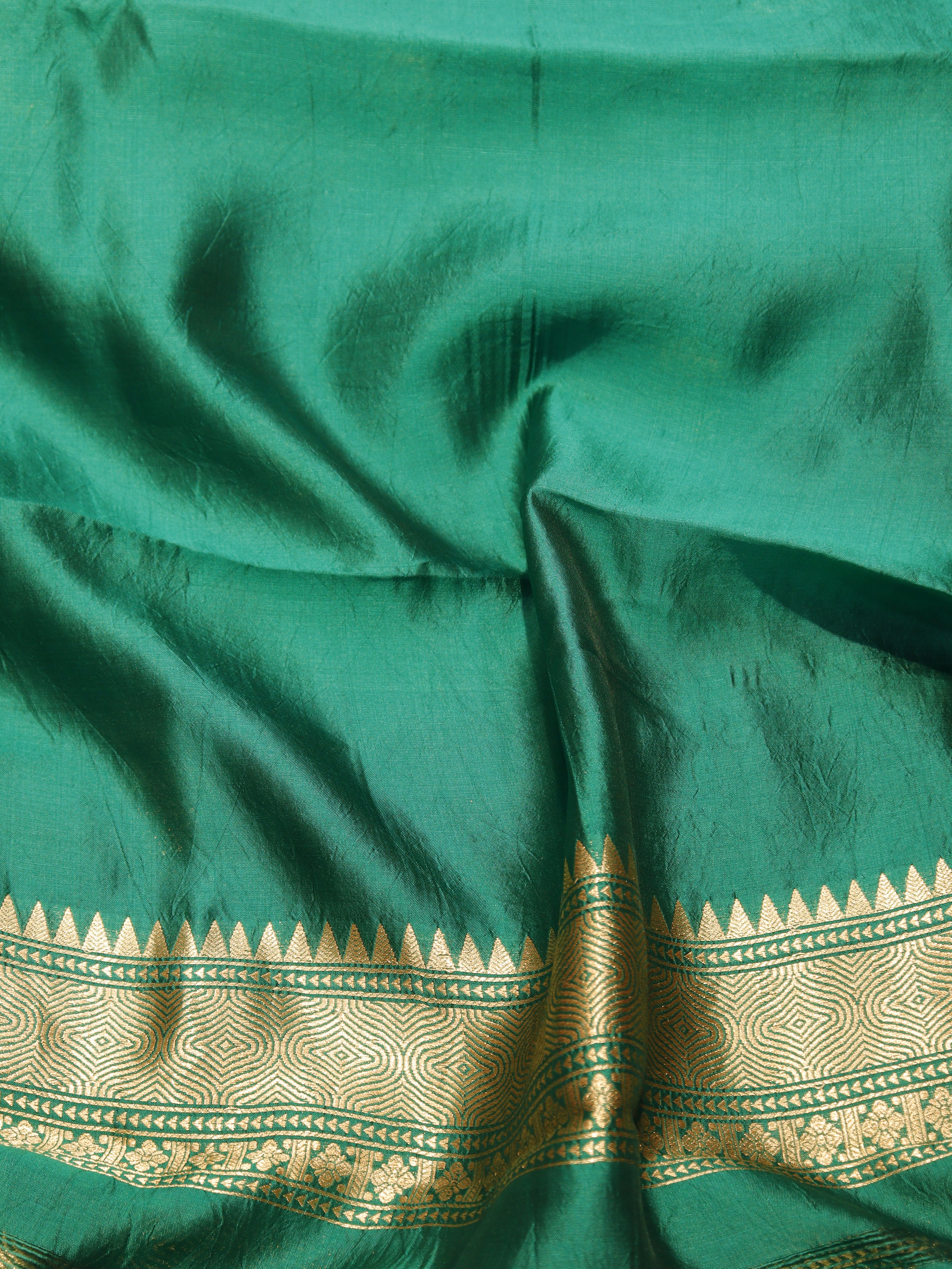 Handloom Pure Soft Katan Silk Suit - Bottle Green