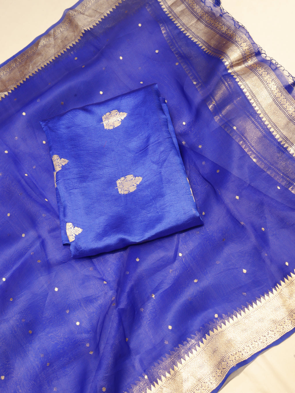 Handloom Pure Soft Katan Silk Suit - Blue