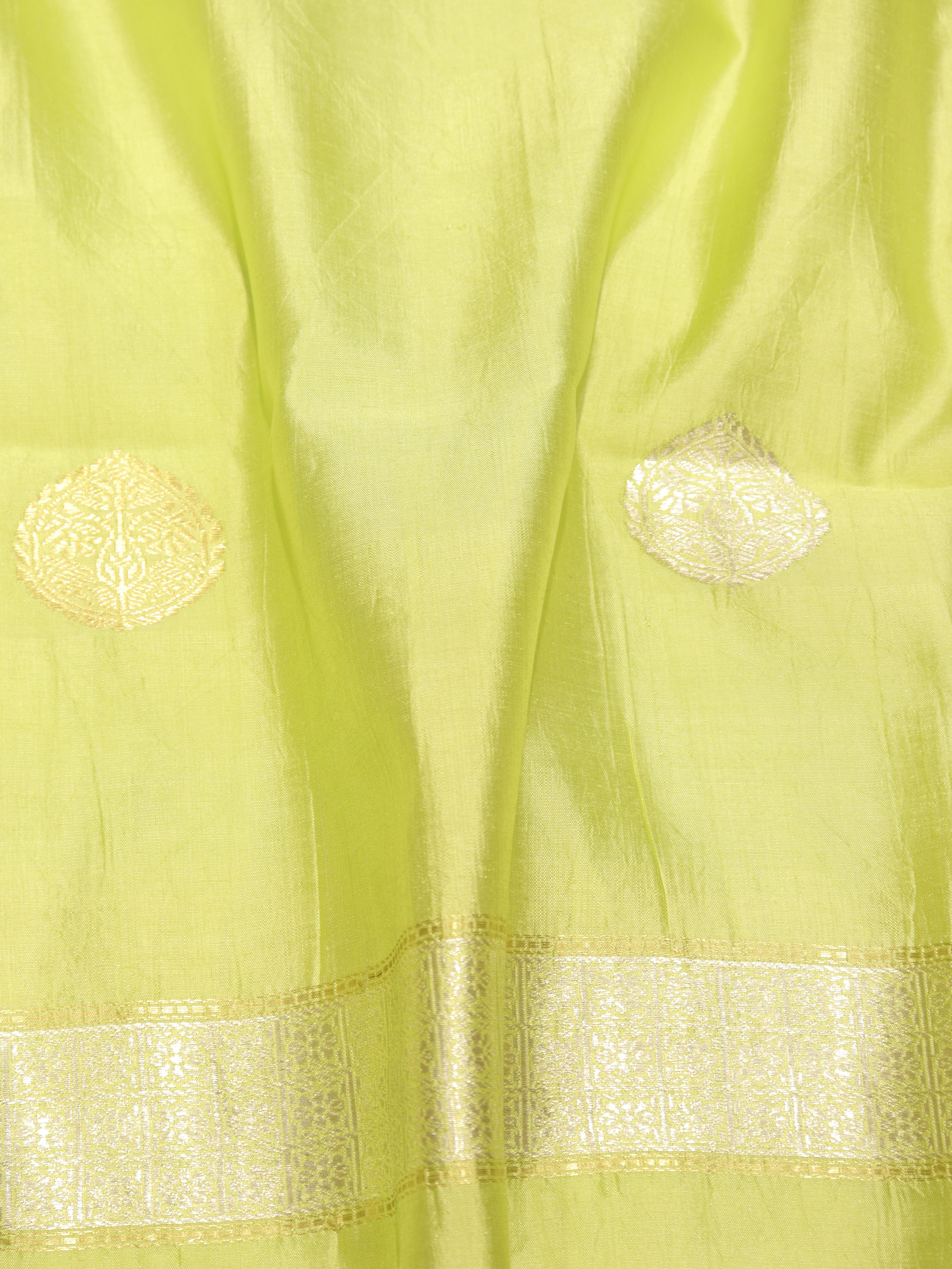 Handloom Pure Soft Katan Silk Suit with Kora Silk Dupatta - Lime