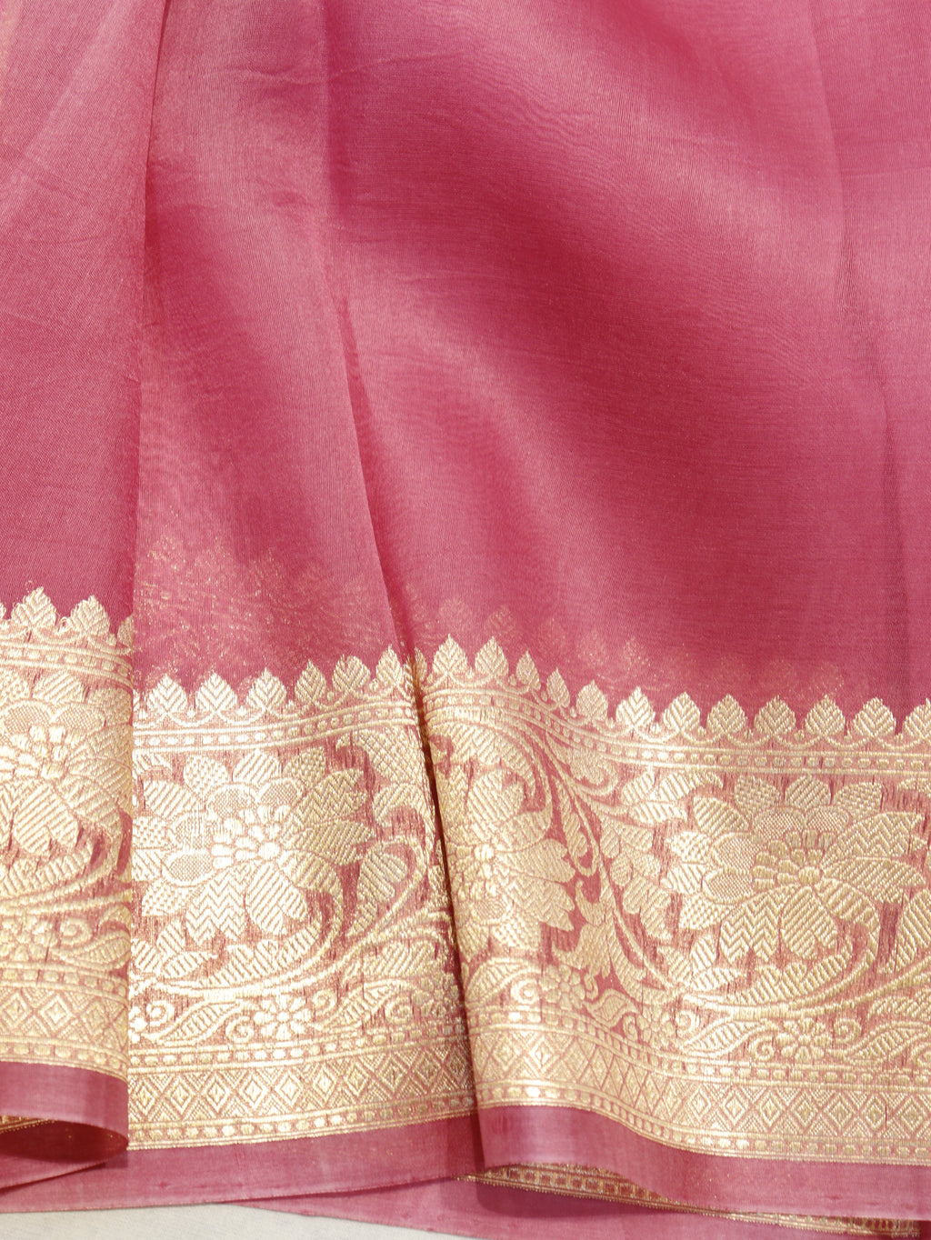 Pre-Order : Banarasi Pure Kora Silk Handloom Saree – Rose Pink