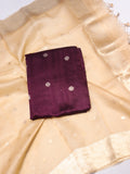 Handloom Pure Tussar Silk Suit - Blackberry