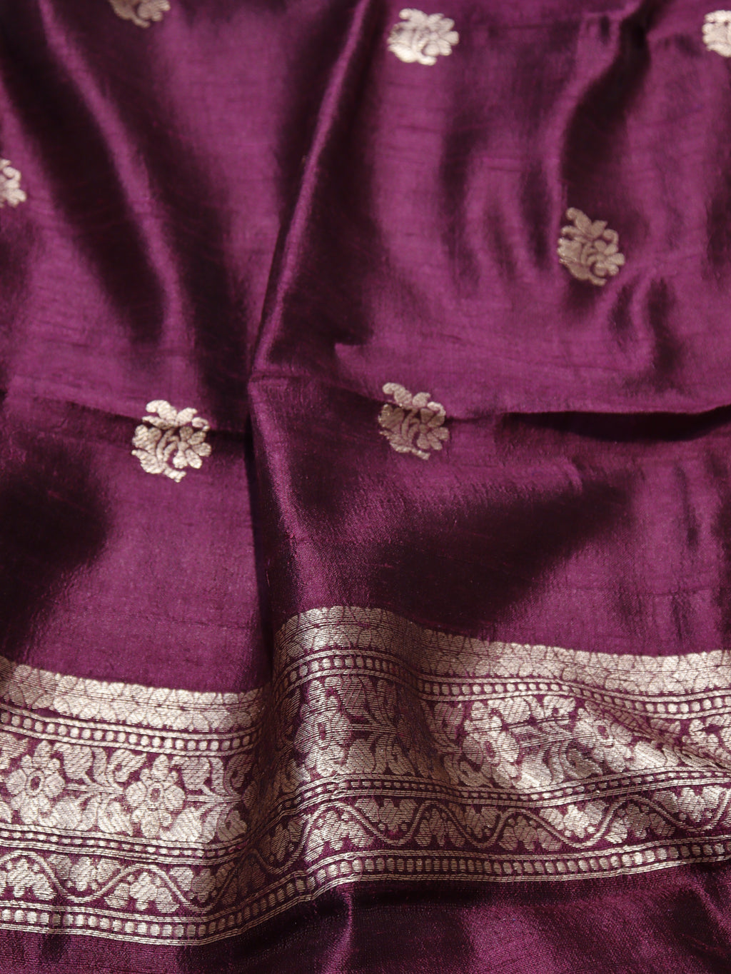 Handloom Pure Tussar Silk Suit - Blackberry