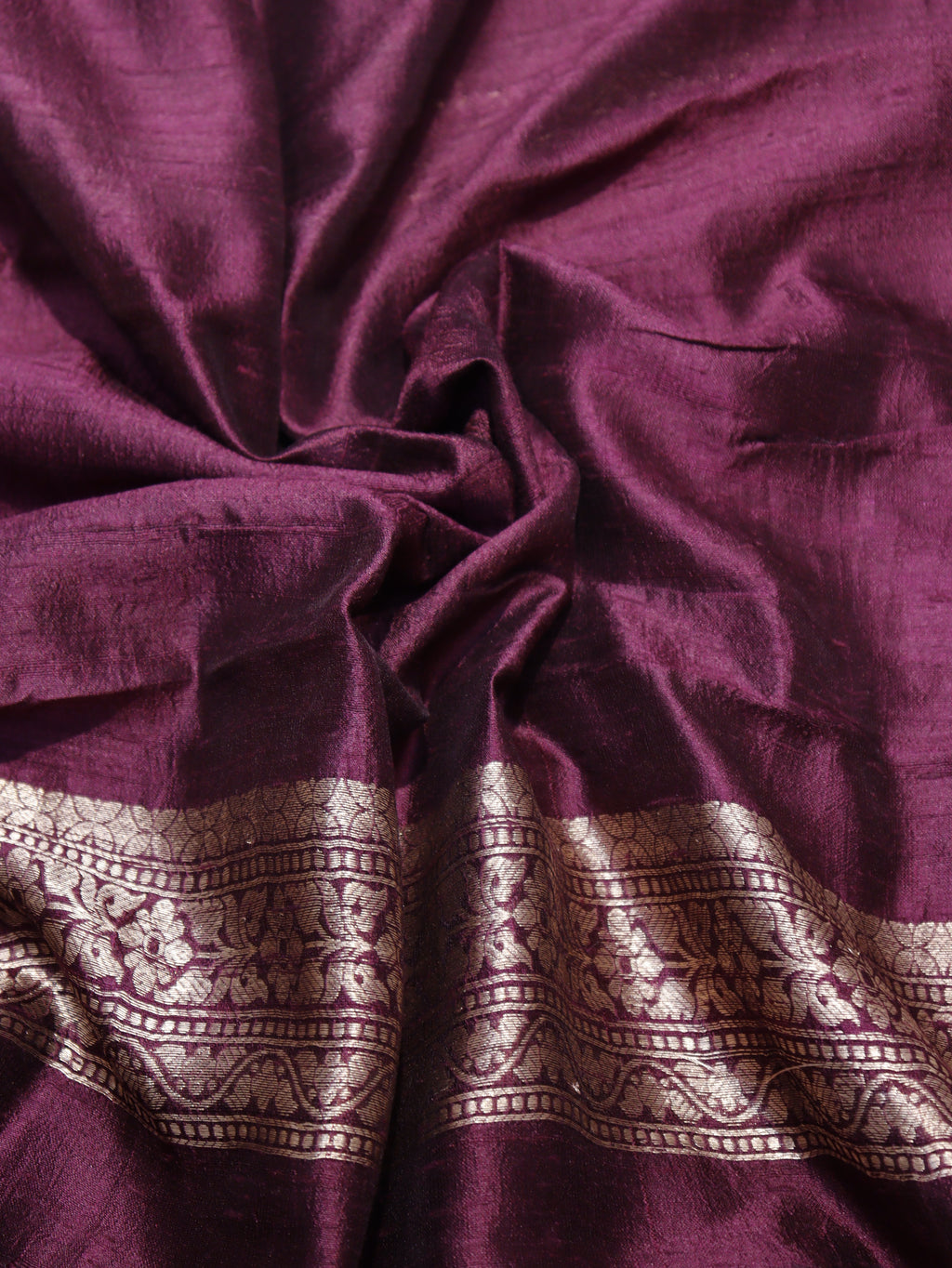 Handloom Pure Tussar Silk Suit - Blackberry