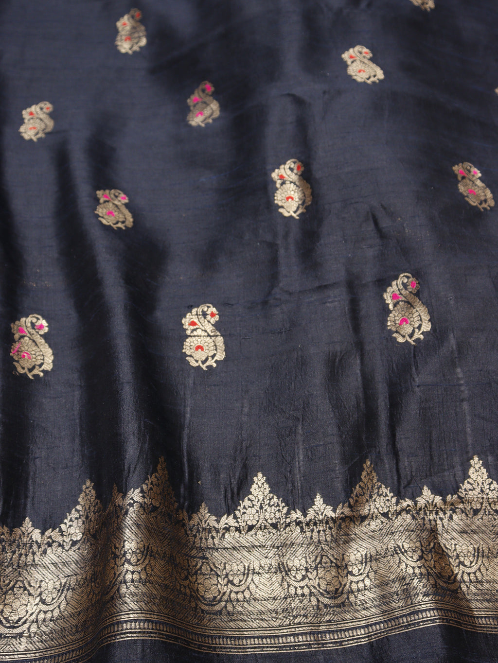 Pre-Order : Handloom Pure Tussar Silk Suit - Black