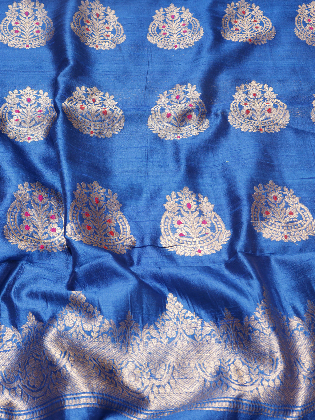 Handloom Pure Tussar Silk Suit - Blue