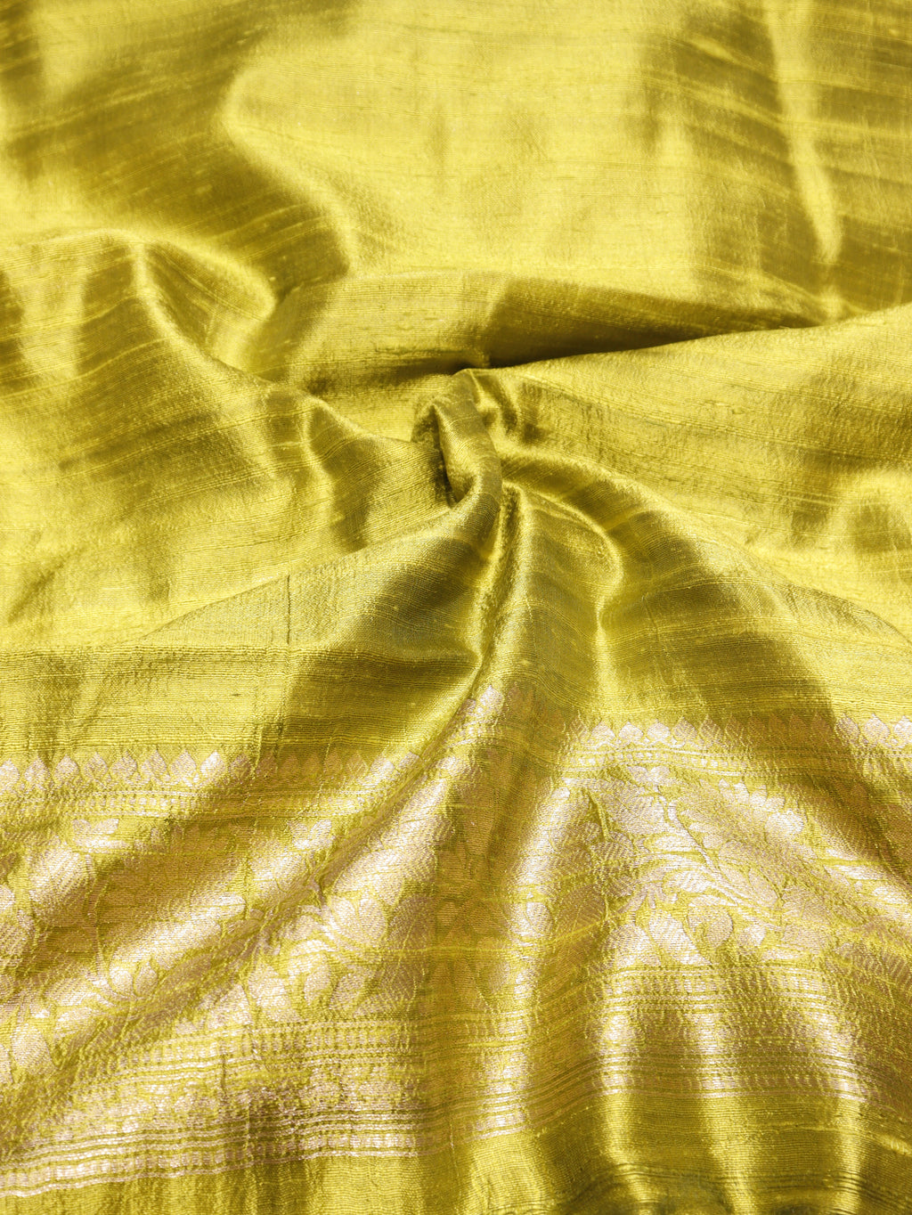 Handloom Pure Tussar Silk Suit - Olive Green